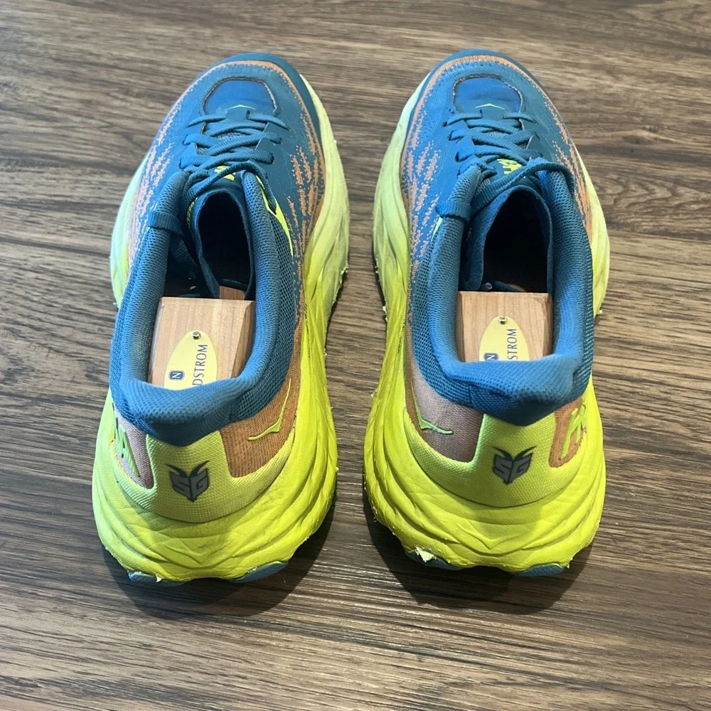 Hoka Speedgoat 5 Cushioned Trail Running Shoes Sneakers Blue Neon Size 9.5 Men's